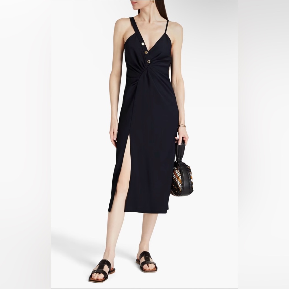 Sandro Esmee Asymmetrical Dress Navy Blue